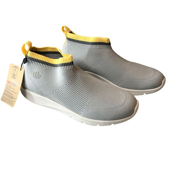 Spenco Shoes - Spenco Pure Love Slip-On Sneaker Glacier Grey Yellow Stretch Featherlyte 6.5